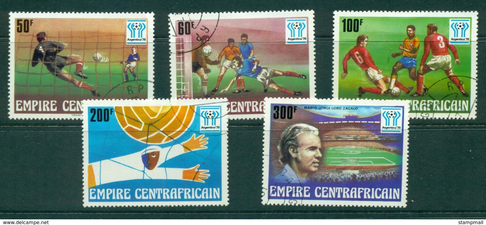 Central African Republic 1977 World Cup Soccer Argentina (50f Cnr Crease) CTO Lot31415 - Zentralafrik. Republik