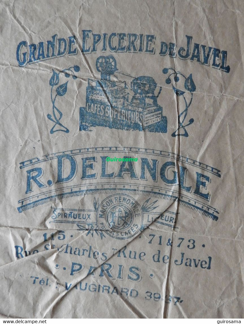 Sachet Publicitaire En Papier « Grande épicerie De Javel R. Delangle » Paris Début XXème Siècle - Other & Unclassified