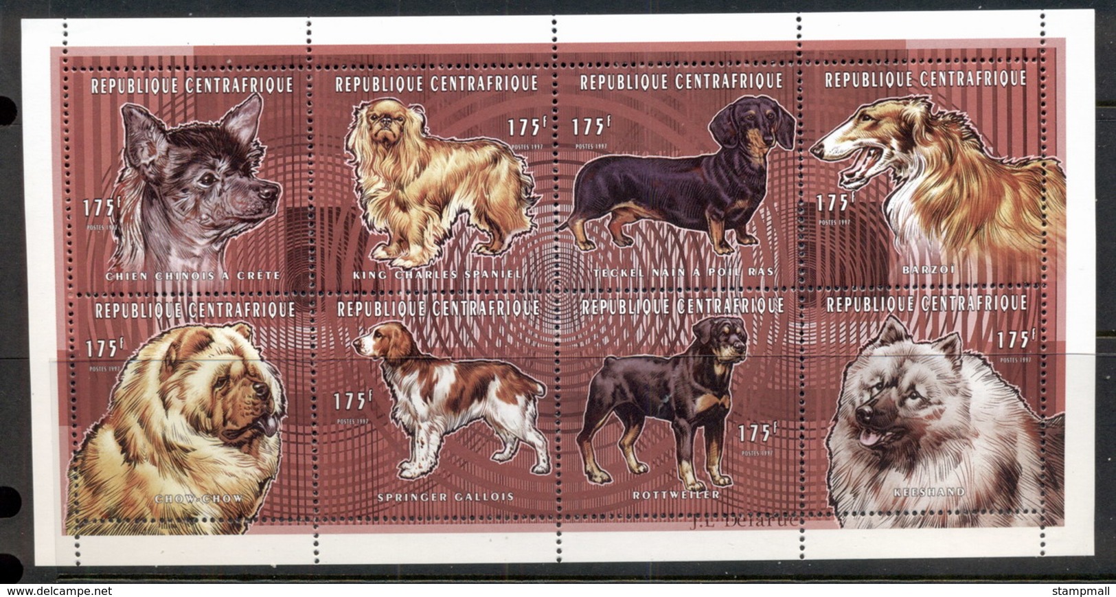 Central African Republic 1997 Domestic Dogs MS MUH - Central African Republic