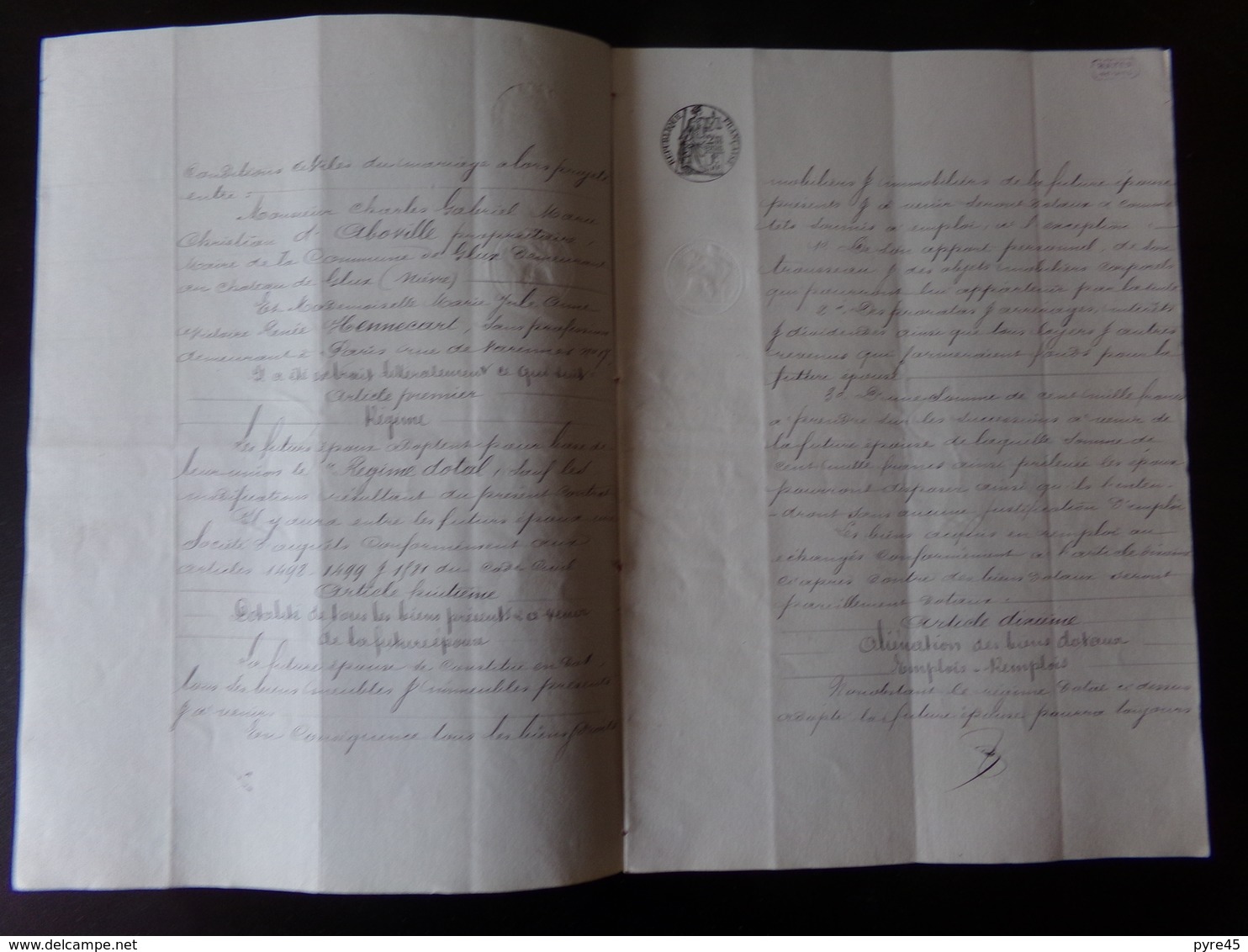 Acte Notarié Du 16 Juin 1883 à Paris Contrat De Mariage - Manuscripts