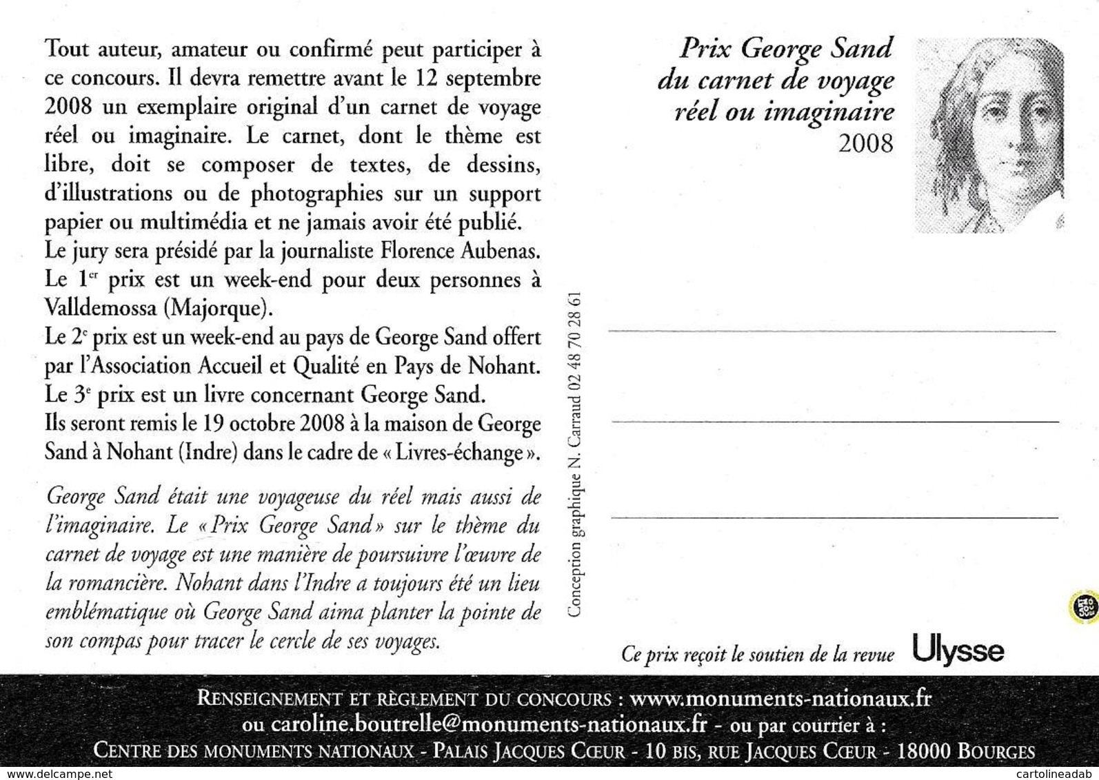 [MD2246] CPM - PARTECIPEZ AU PRIX GEORGE SAND - 2008 - NV - Scrittori