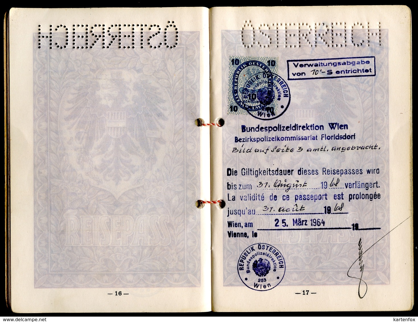 Reisepass Österreich, 2 Stück, Ehepaar, 1953, 1963, Ahnenpass und Blutblatt