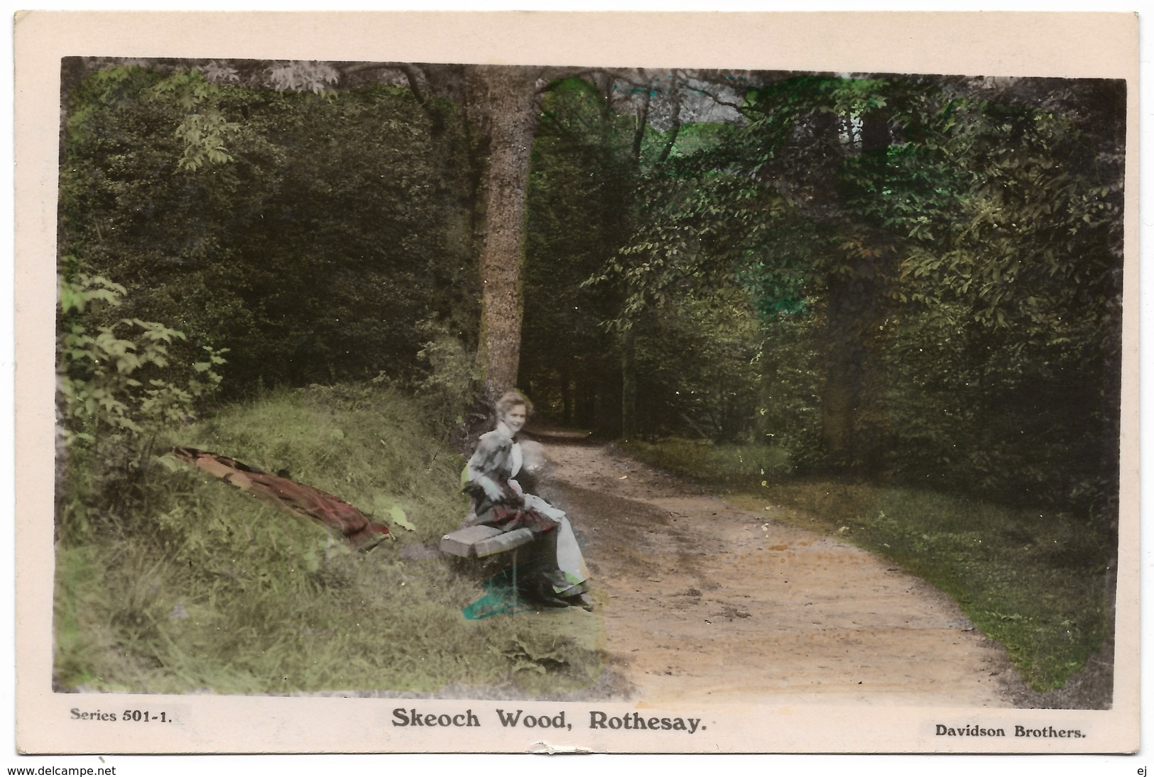 Skeoch Wood Rothesay Tinted Real Photo - Postmark 1909 - Davidson - Bute