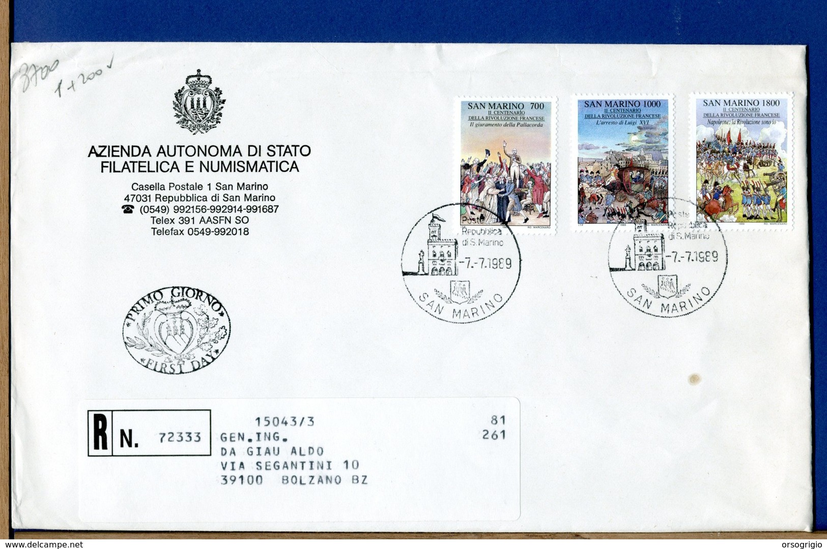 SAN MARINO - FDC - BUSTE VIAGGIATE E RACCOMANDATE - FDC