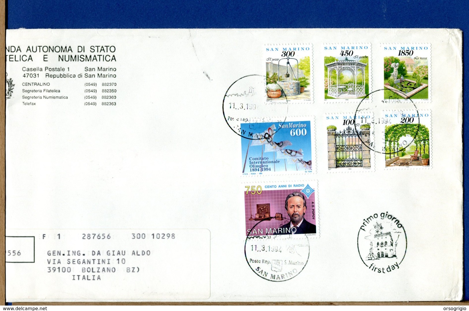 SAN MARINO - FDC - BUSTE VIAGGIATE E RACCOMANDATE - FDC