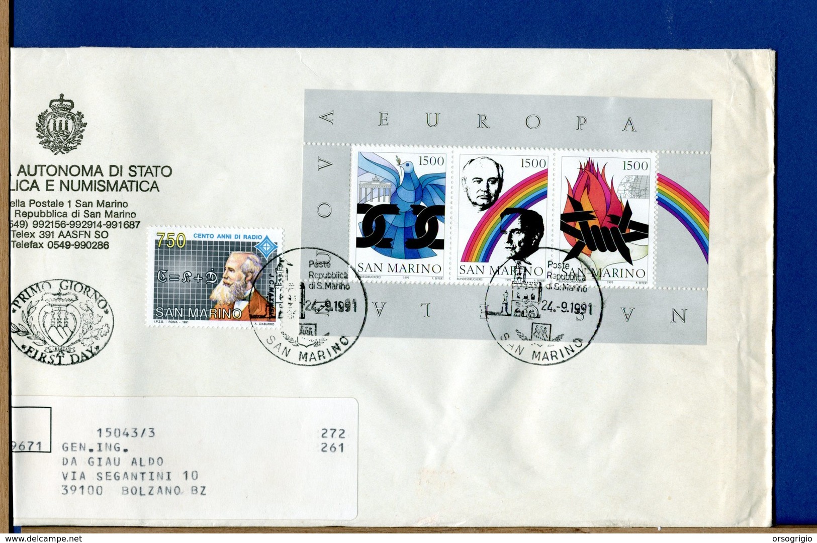 SAN MARINO - FDC - BUSTE VIAGGIATE E RACCOMANDATE - FDC