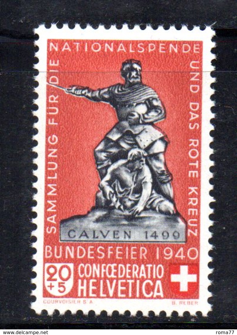 282/1500 - SVIZZERA 1940 , Unificato N. 352  ***  MNH  II° TIPO - Nuovi