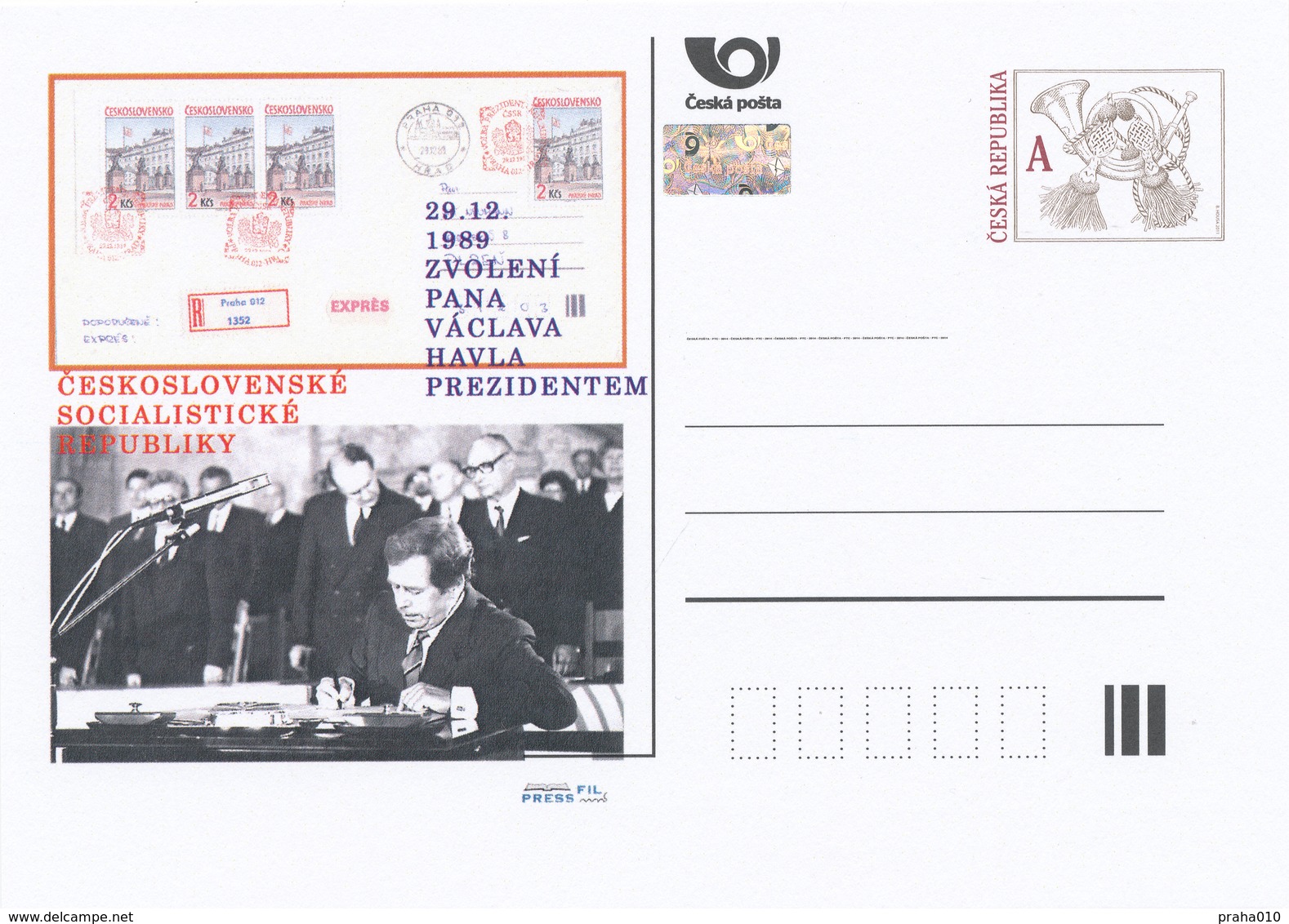 Rep. Ceca / Cart. Postali (Pre2014/50) 29.12.1989 Elezione Sig. Vaclav Havel Presidente Della Repubblica Socialista Ceco - Cartes Postales