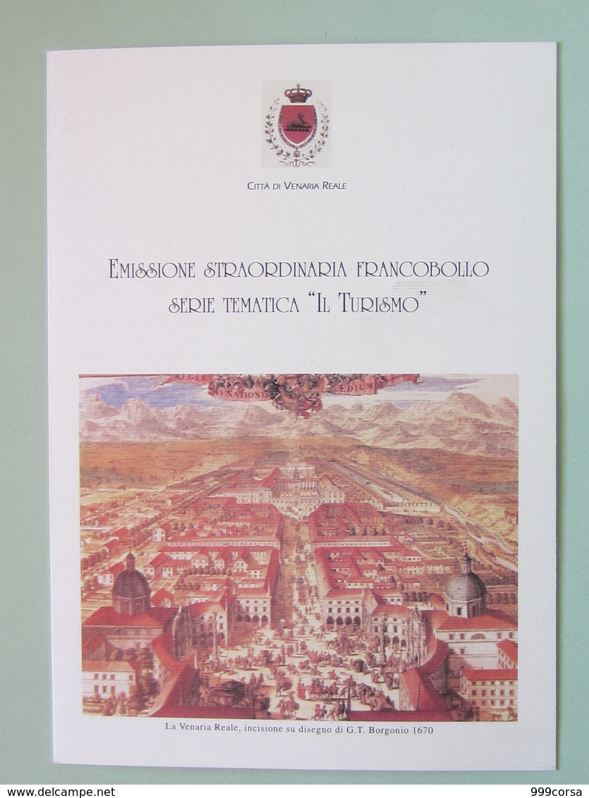 ITALIA, Venaria Reale Reggia, Depliant Con Francobollo In Taschina Interna, 3 Scan (copertina, Interno, Retro) - Musei