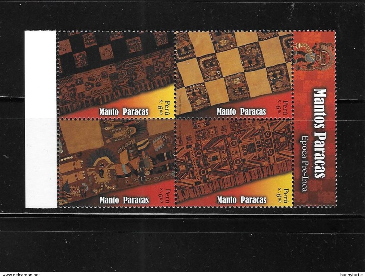 Peru 2008 Paracas Mantles Block Of 4 MNH - Peru