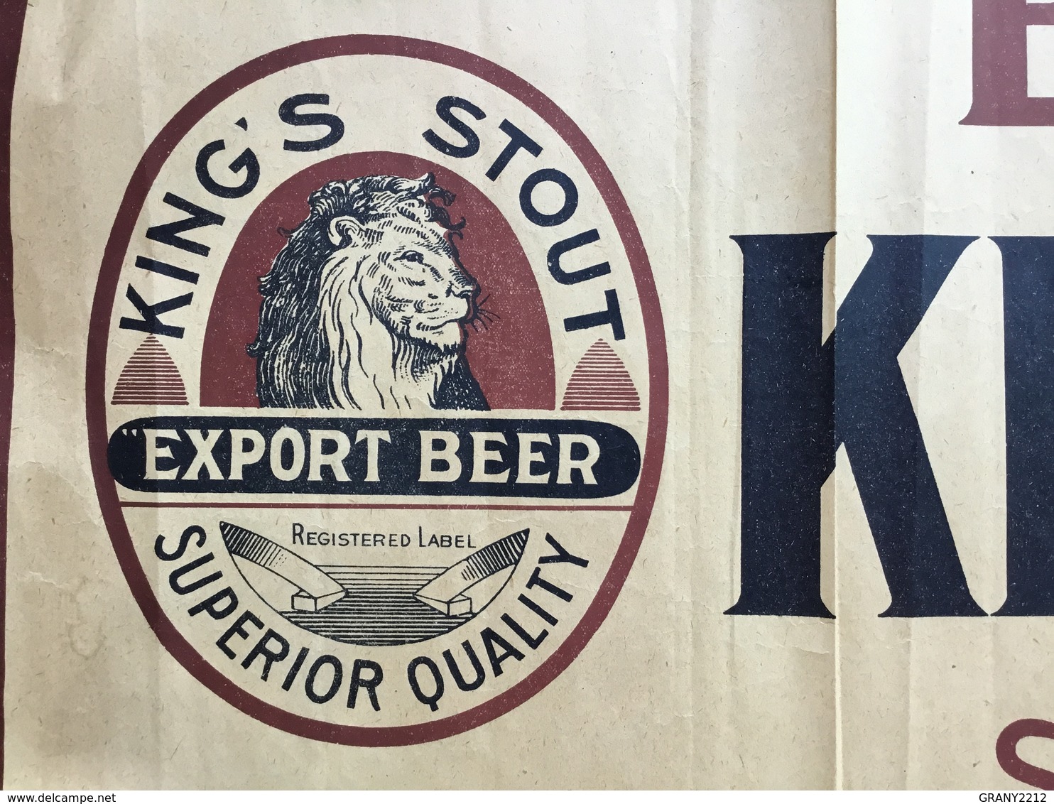 BRASSERIE BIÈRE « KING’S STOUT »Export Beer Supérieur Quality ( Affiche Ancienne 1929) 29,5 X 83 Cm... - Affiches