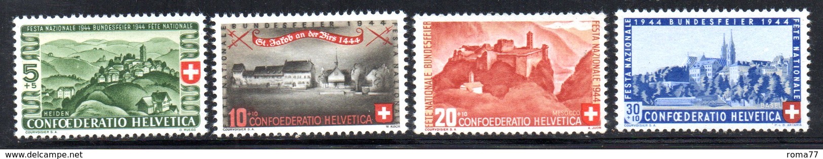 288/1500 - SVIZZERA 1944 , Unificato N. 395/398 ***  MNH - Nuovi