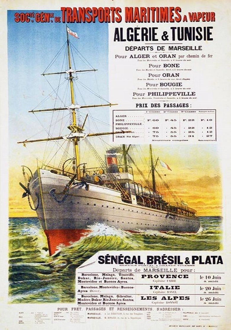 France Navigation Postcard S.G.T.M. Algérie Tunisie Sénégal Brésil Plata 1900 - Reproduction - Advertising