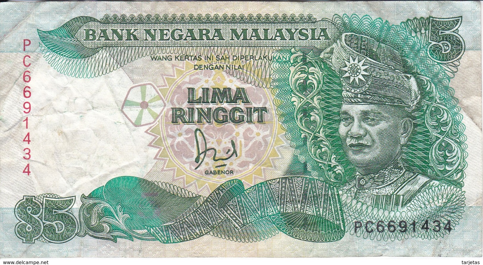 BILLETE DE MALASIA DE 5 RINNGIT DEL AÑO 1989 (BANKNOTE) - Malasia