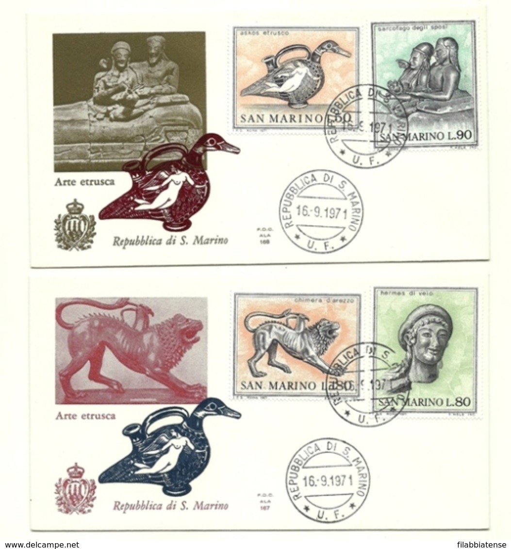 1971 - San Marino 832/35 Arte Etrusca - FDC, - Archeologia