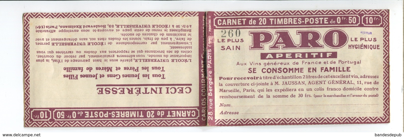 50c Jeanne D'Arc Carnet N°257 C14 Avec Pubs Phila Gallia PROVINS 260 Herman Couverture En L'état ! - Autres & Non Classés