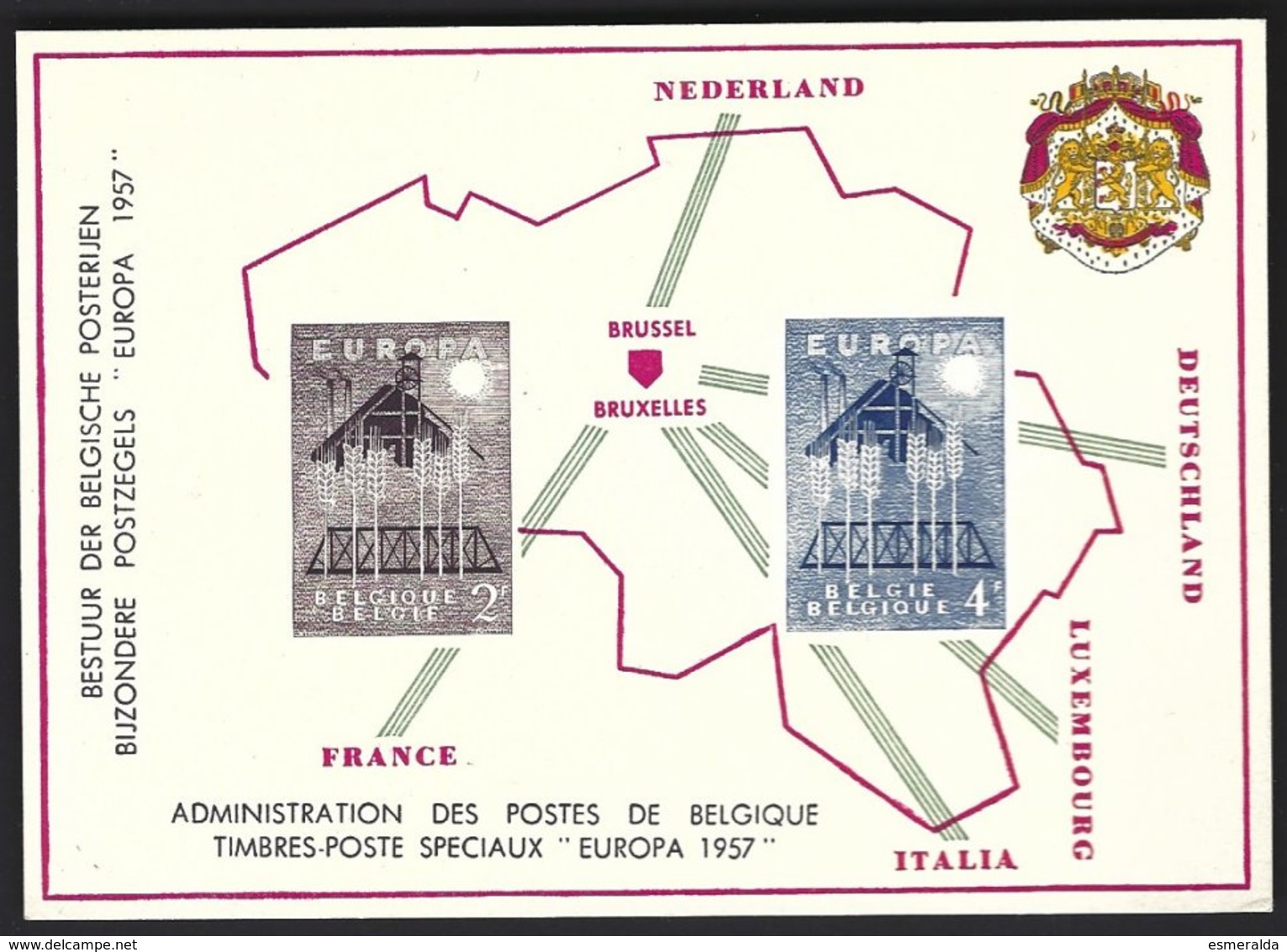 Cob LX25 Fraçais/Nerlandais +LX26 Nerlandais/Français ,Feuillet De Luxe  Europa 1957 - Foglietti Di Lusso [LX]