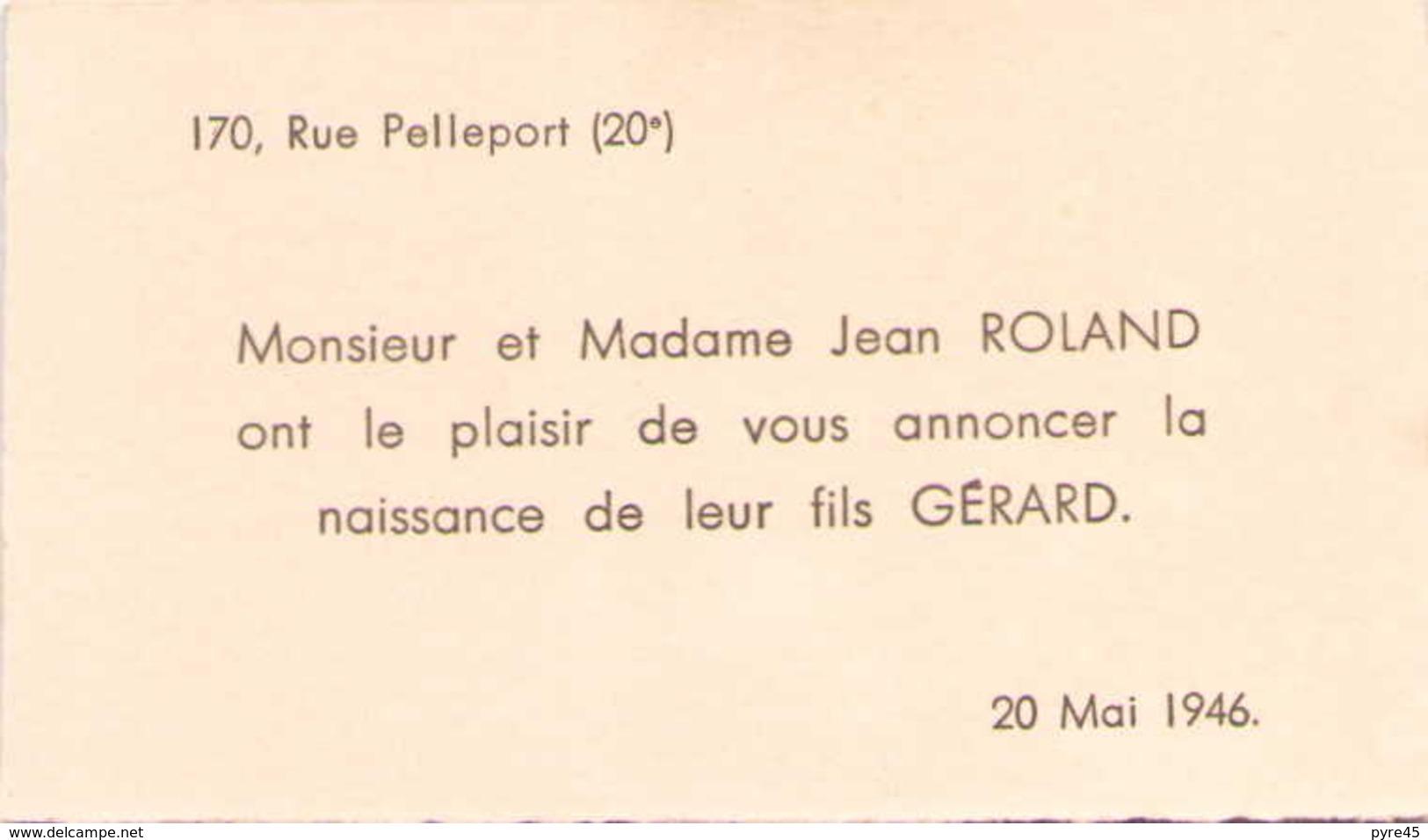 Carte De Visite M Et Mme Roland ( 1946 ) - Cartoncini Da Visita