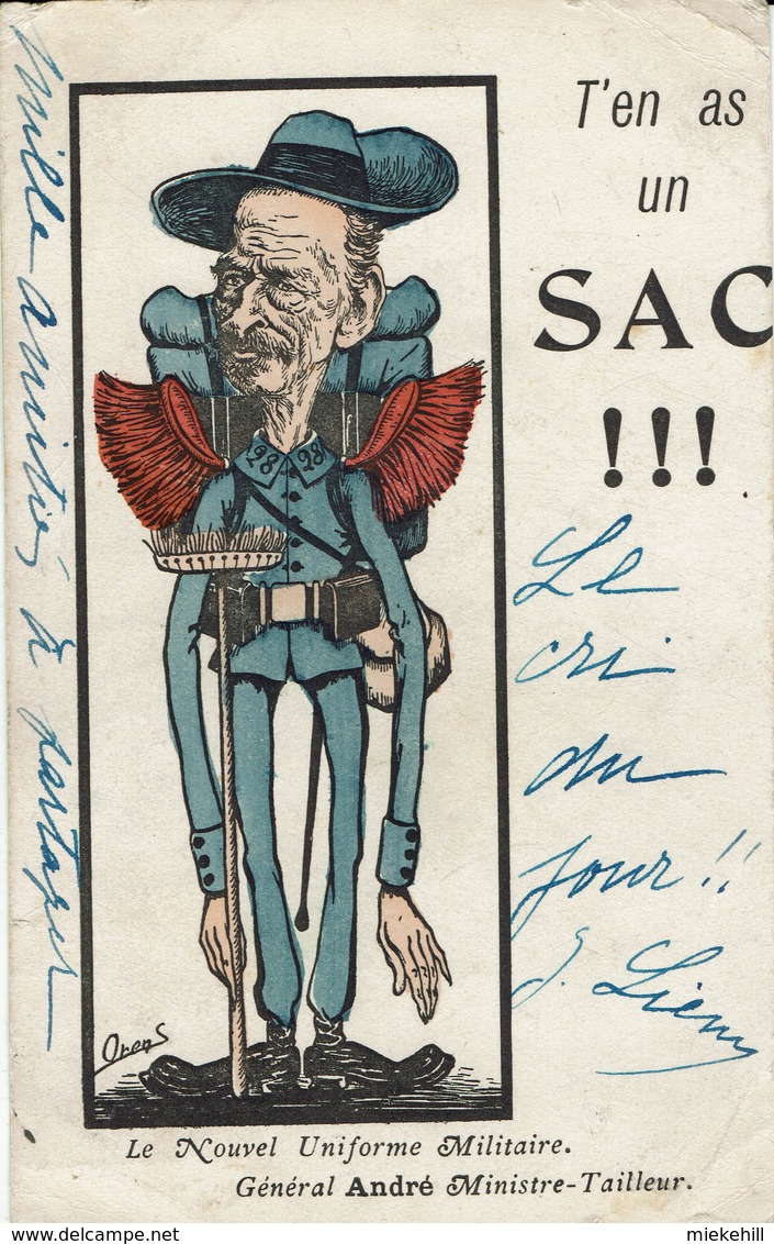 POLITIQUE-GENERAL ANDRE-MINISTRE GOUVERNEMENT COMBES-CARICATURE SATIRIQUE ORENS-Fiches-franc-maçonnerie-militaire - Satiriques