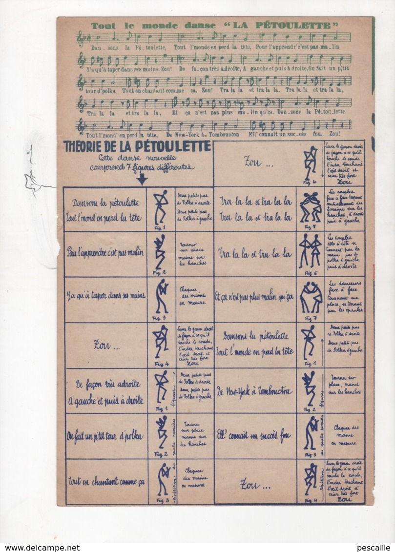 LA RUMBA DES ROSES - RUMBA DE L'OPERETTE MARSEILLE MES AMOURS - TOUT LE MONDE DANSE LA PETOULETTE - 1938 - Partitions Musicales Anciennes