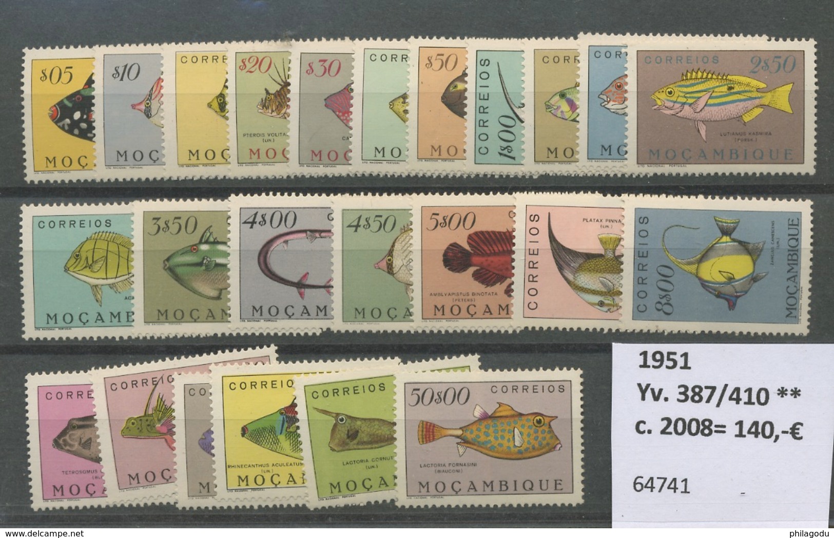 1951 Mozambique Poissons Série Complète**. Cote 140,-euros. Pesce Vis. Fish - Mosambik