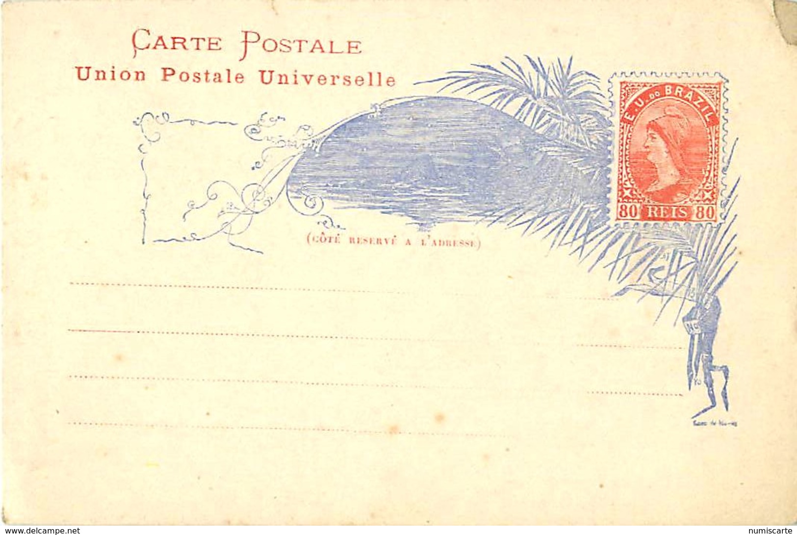 Carte Postale - Entier - BRESIL - 80 Reis - Postal Stationery