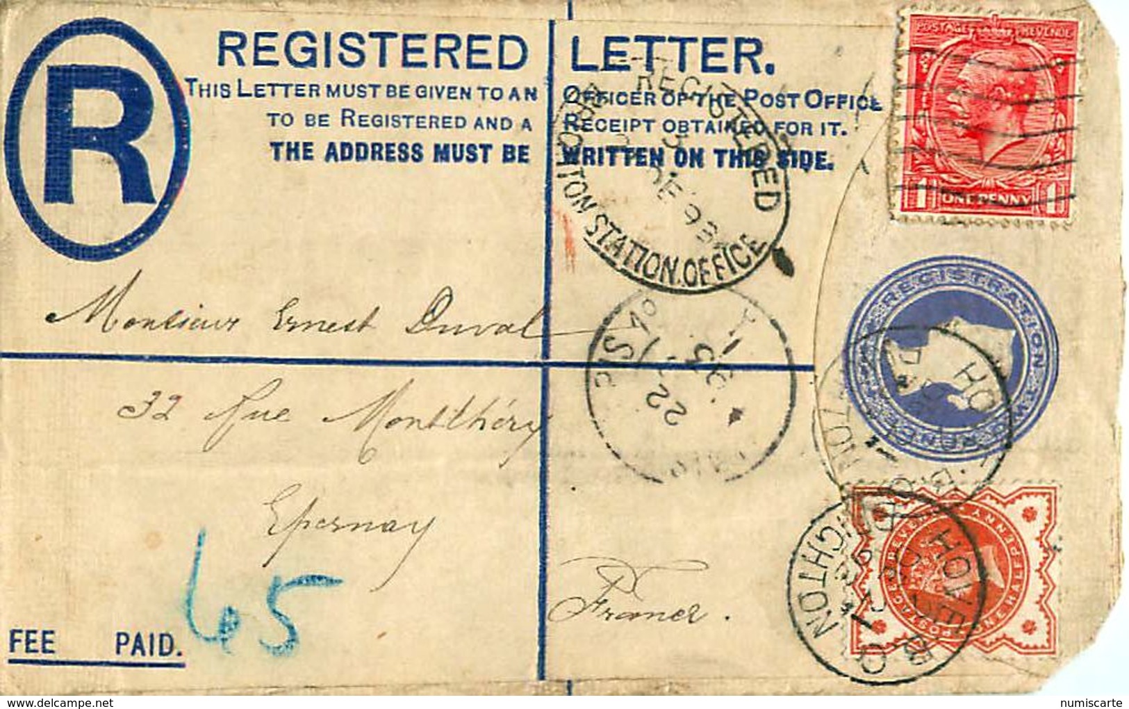 Registered Letter - Entier 2 Pence + One Half Penny 1893 ( Adhérence D'un Timbre Haut Droit ) - Stamped Stationery, Airletters & Aerogrammes