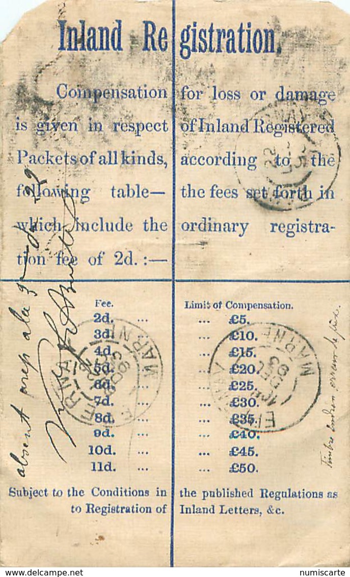 Registered Letter - Entier 2 Pence + One Half Penny 1893 ( Adhérence D'un Timbre Haut Droit ) - Stamped Stationery, Airletters & Aerogrammes