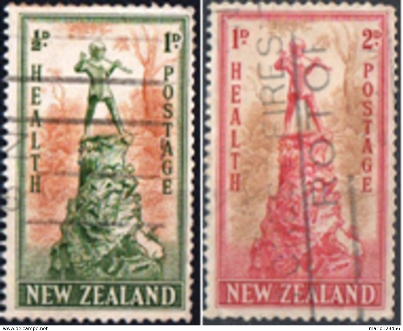 NUOVA ZELANDA, NEW ZEALAND, SANITA, HEALTH, PETER PAN, 1945, FRANCOBOLLI USATI YT 270,271   Scott B26,B27 - Usati