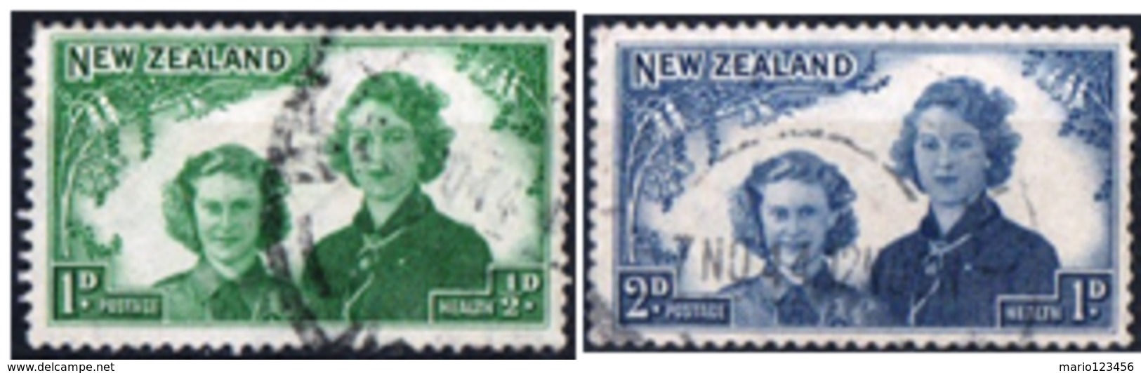 NUOVA ZELANDA, NEW ZEALAND, SANITA, HEALTH, PRINCIPESSE, 1944,  FRANCOBOLLI USATI YT 267,268   Scott B24,B25 - Usati