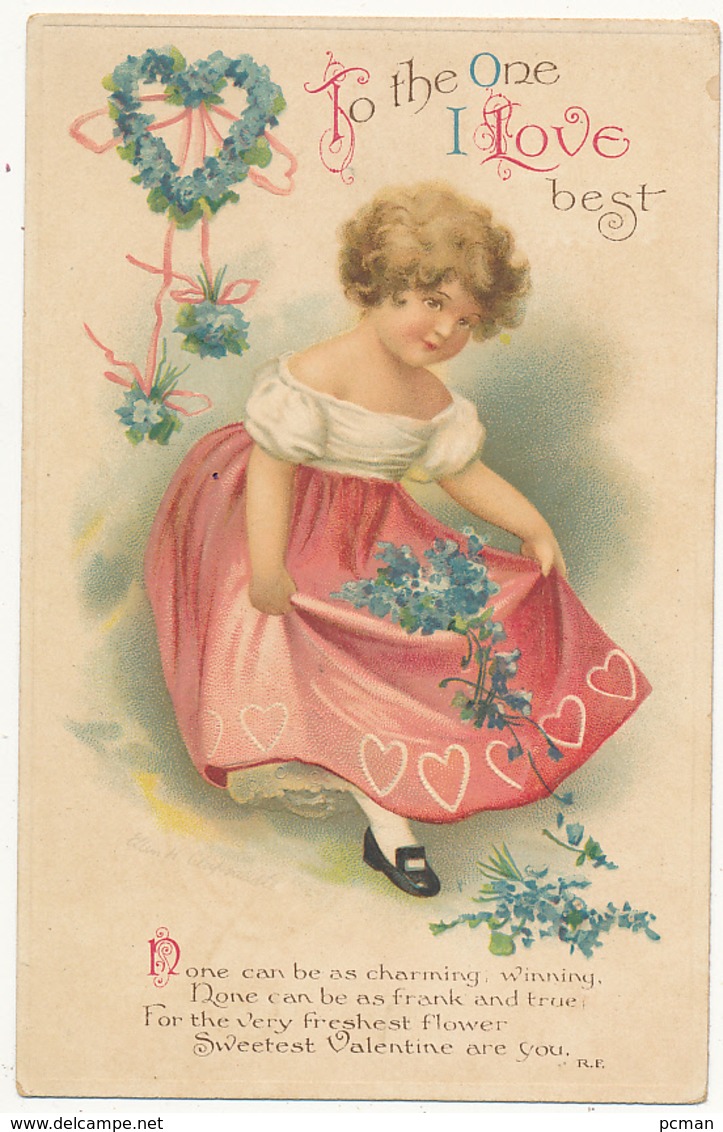 SERIES # 1909, To The One I Love Best, Pretty Girl, Dress, Flowers, A/S Ellen H. Clapsaddle, International Art Publ. Co. - Valentinstag