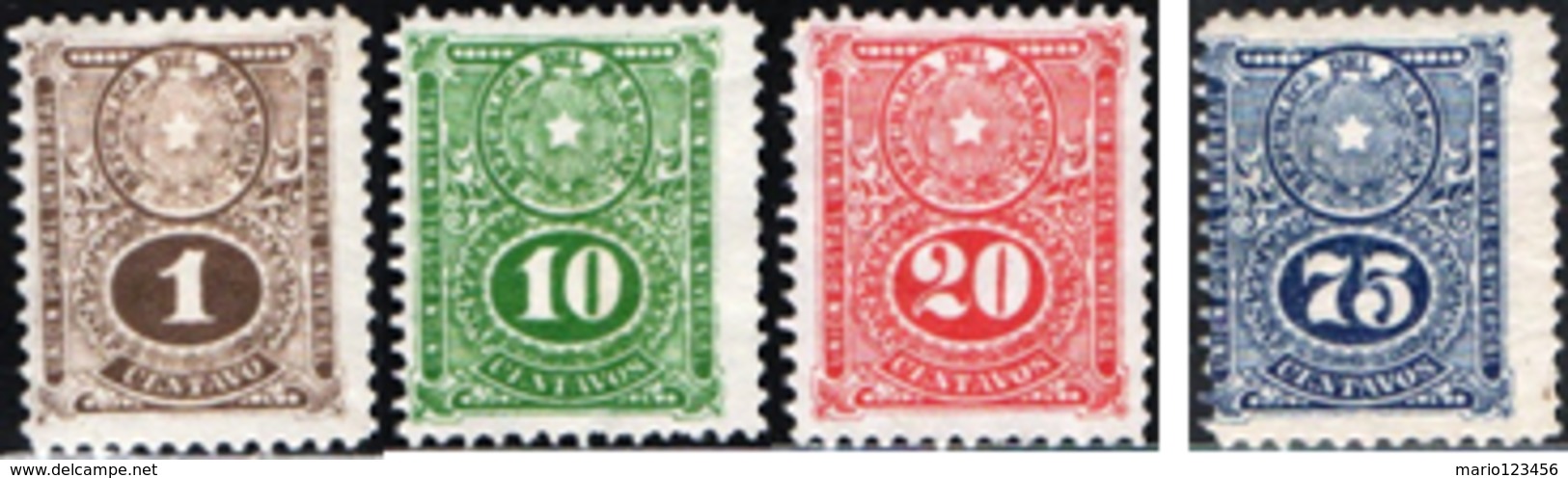 PARAGUAY, STEMMI, COAT OF ARMS, 1910, FRANCOBOLLI NUOVI (MLH*) YT 186,188,189,191    Scott 191,195,198,200 - Paraguay