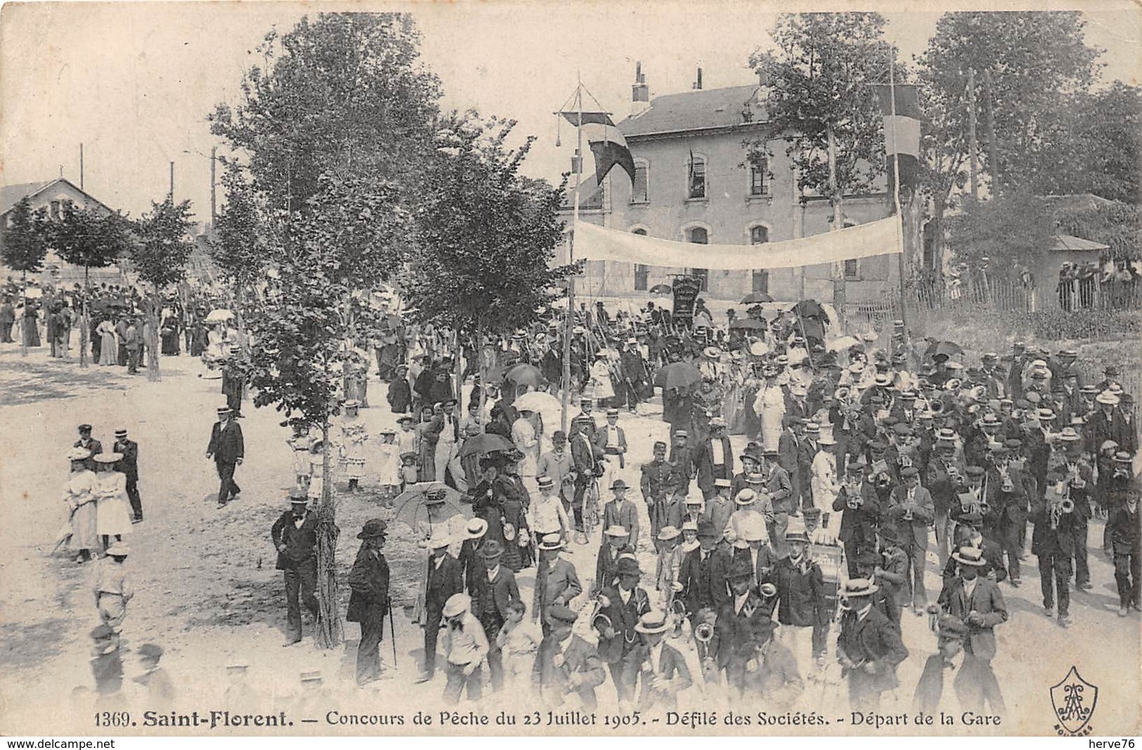 SAINT FLORENT - Concours De Pêche Du 23 Juillet 1905 - Défilé Des Sociétés - Départ De La Gare - Autres & Non Classés
