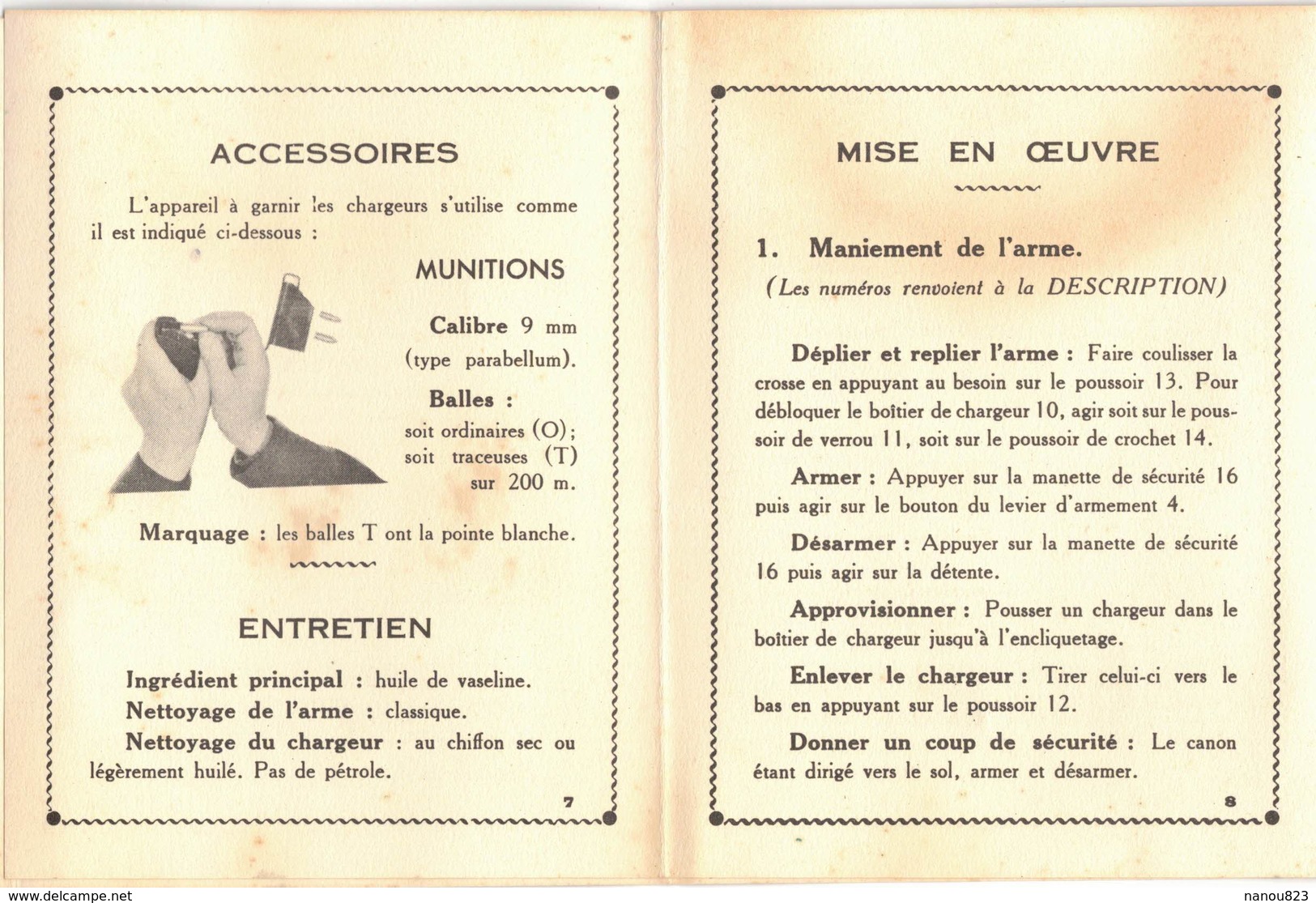 MILITARIA GUIDE DEPLIANT TECHNIQUE SOMMAIRE Du PISTOLET MITRAILLEUR De 9 Mm Modèle 1949 M A T - Ed  Du 19 Novembre 1949 - Armes Neutralisées