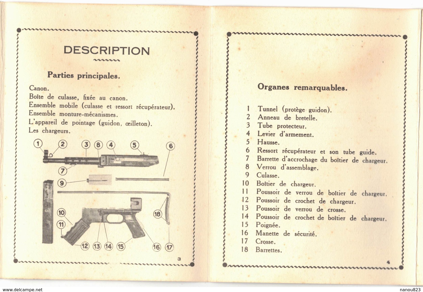 MILITARIA GUIDE DEPLIANT TECHNIQUE SOMMAIRE du PISTOLET MITRAILLEUR de 9 mm Modèle 1949 M A T - Ed  du 19 novembre 1949