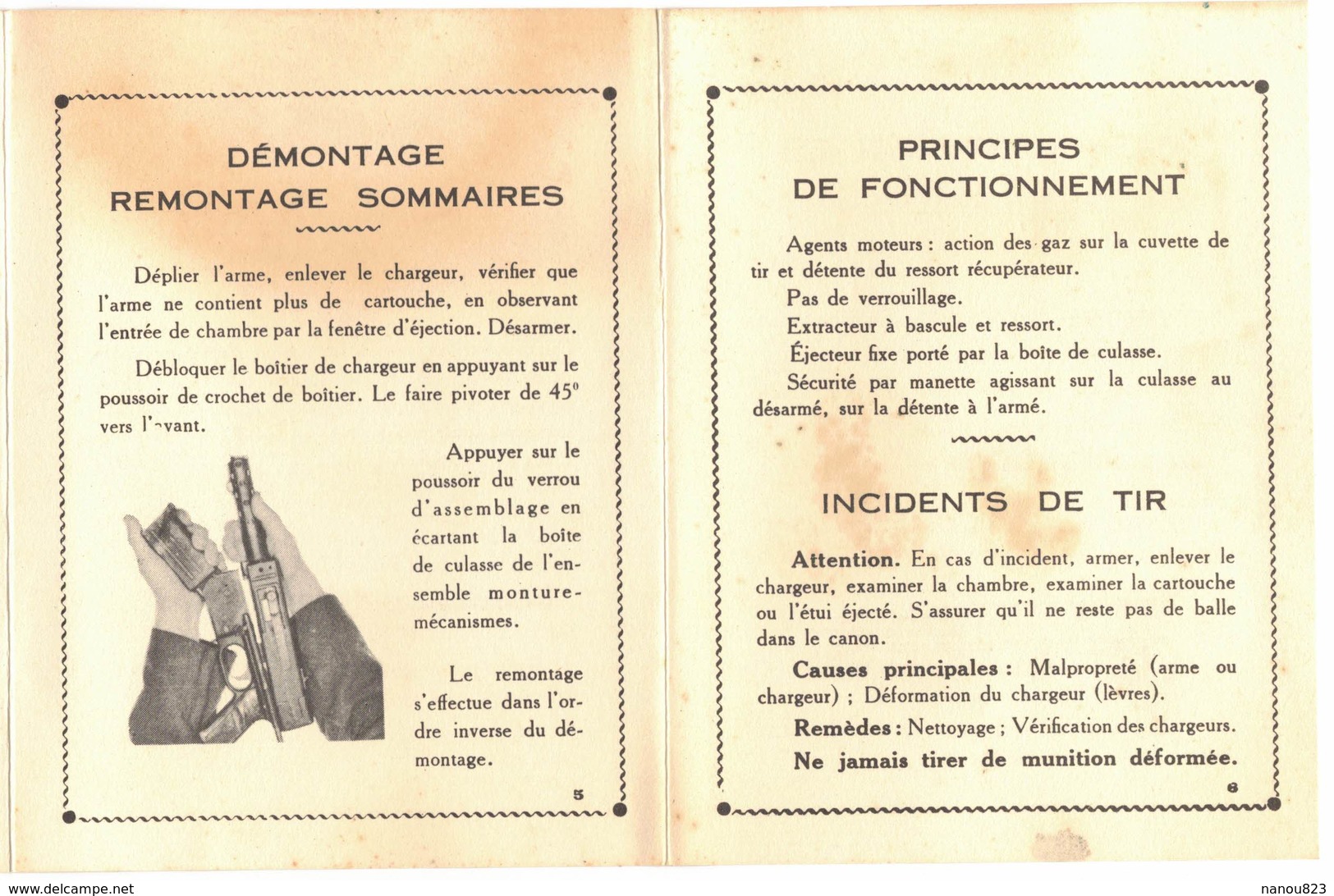 MILITARIA GUIDE DEPLIANT TECHNIQUE SOMMAIRE du PISTOLET MITRAILLEUR de 9 mm Modèle 1949 M A T - Ed  du 19 novembre 1949