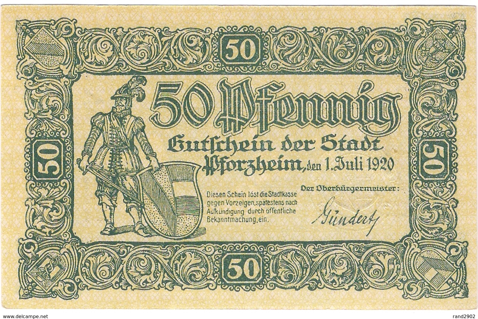 Deutschland Notgeld 50 Pfennig Tieste5595.05.15 PFORZHEIM /55M/ - [11] Local Banknote Issues