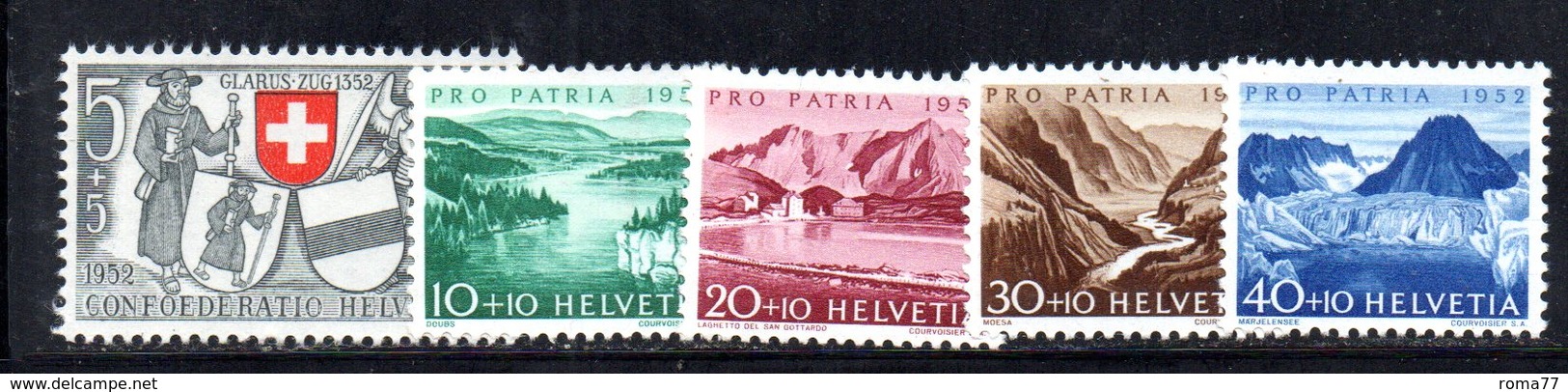 301/1500 - SVIZZERA 1952 , Unificato N. 521/525  ***  MNH  Pro Patria - Nuovi