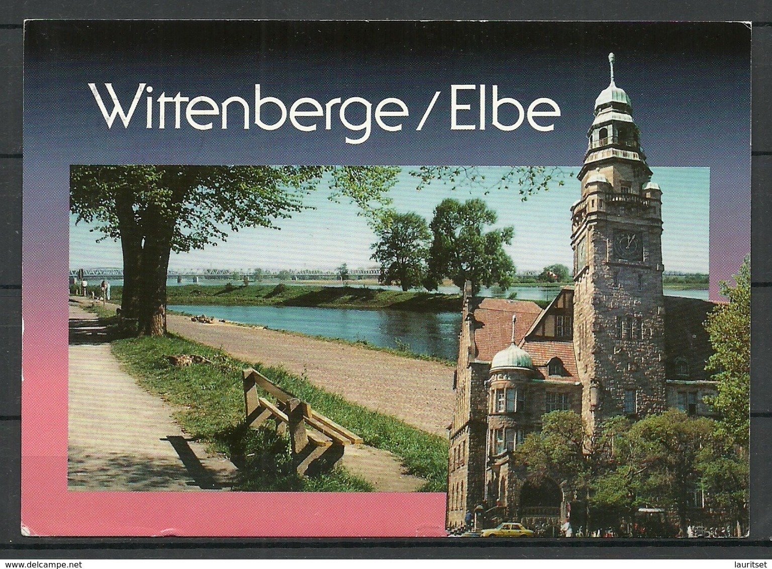 Deutschland Ansichtskarte WITTENBERGE / Elbe Hafen & Rathaus Sent 1993 - Wittenberge