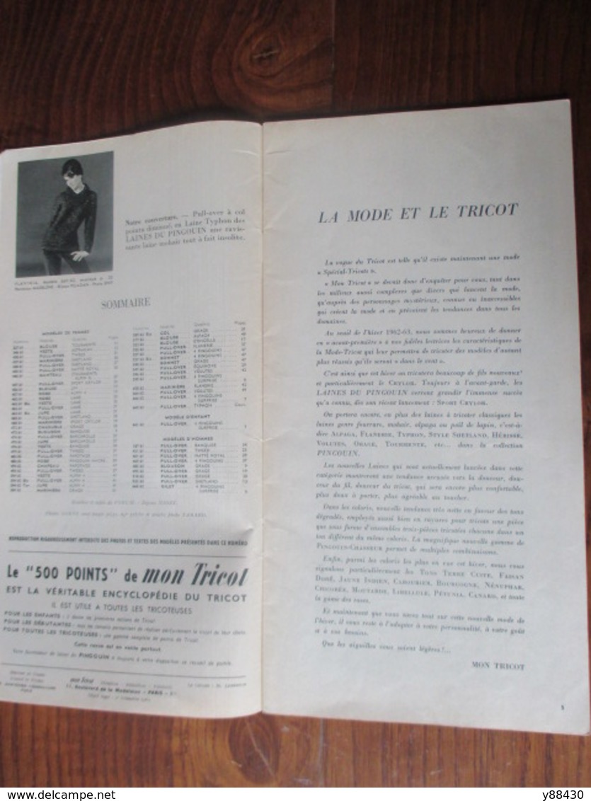 Catalogue De Patrons Pour Vêtements - Année 1962 - MON TRICOT - N°53 - 60 Pages  - 14 Photos - Patterns