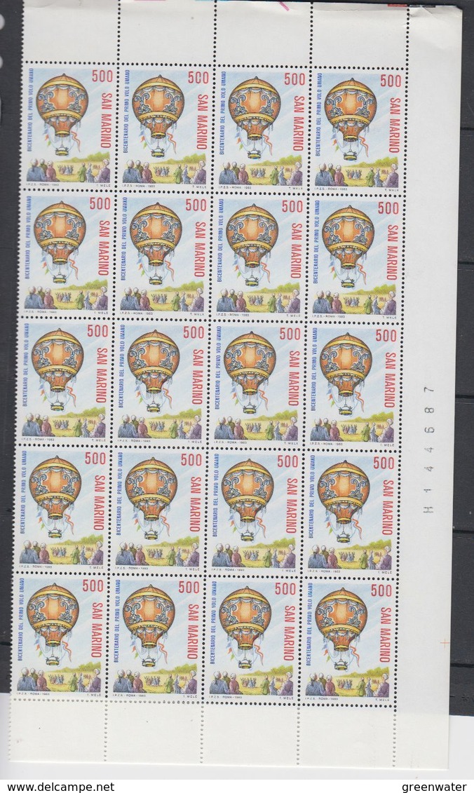 San Marino 1983 First Manned Balloon 1v 20x ** Mnh (F7492a) - Ongebruikt