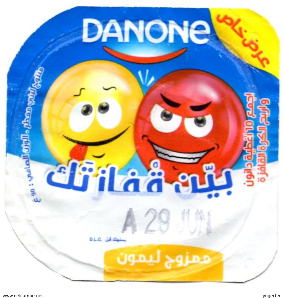 Opercule Cover Yaourt Yogurt " Danone " Délice Promo Collection Yoghurt Yoghourt Yahourt Yogourt Arabic Script - Opercules De Lait