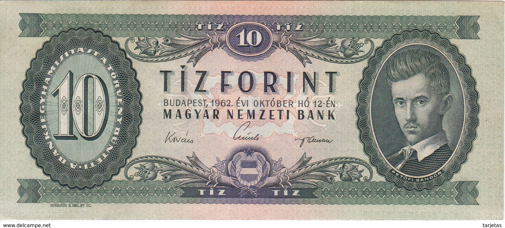 BILLETE DE HUNGRIA DE 10 FORINT DEL AÑO 1962 (BANKNOTE) - Hungría