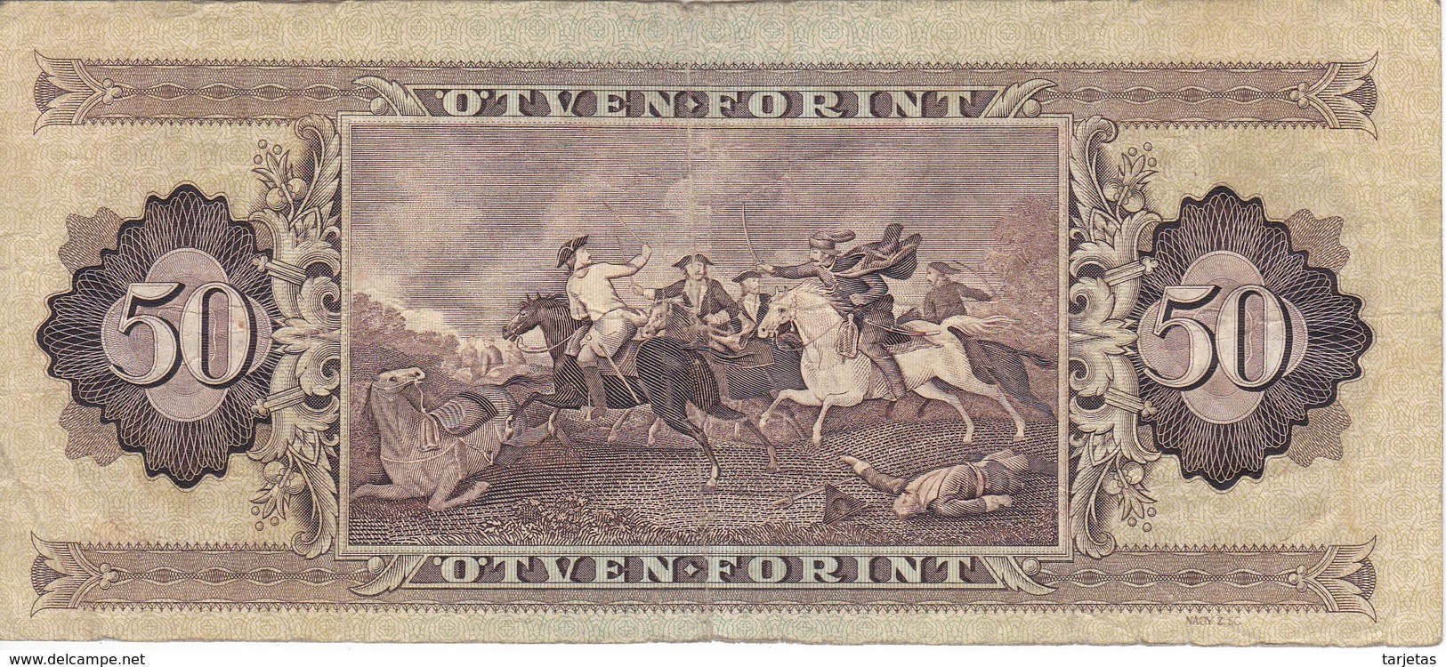 BILLETE DE HUNGRIA DE 50 FORINT DEL AÑO 1980 (BANKNOTE) - Hongrie