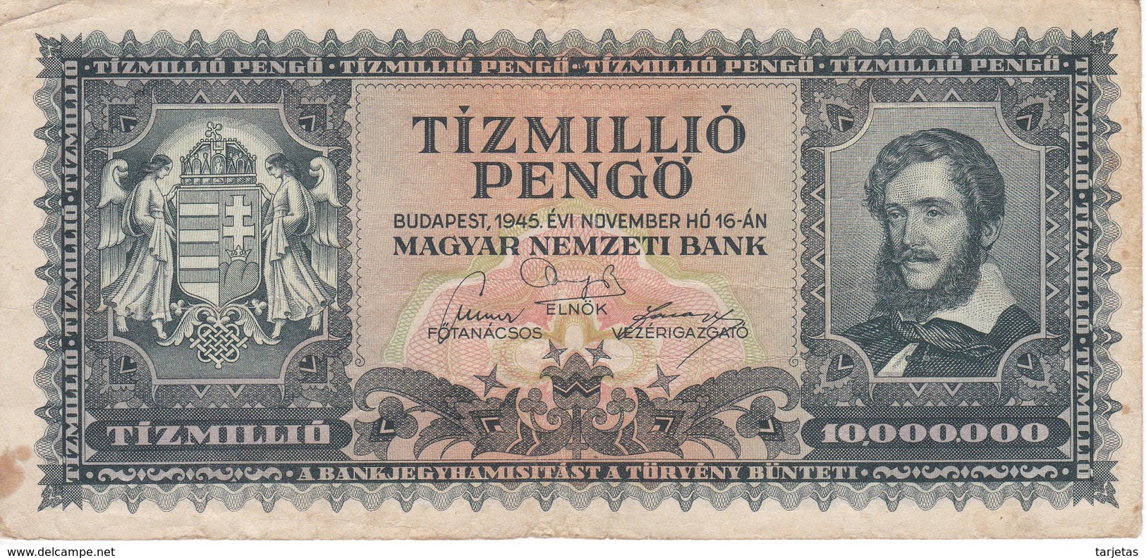 BILLETE DE HUNGRIA DE 10000000 PENGO DEL AÑO 1945 (BANKNOTE) - Ungheria