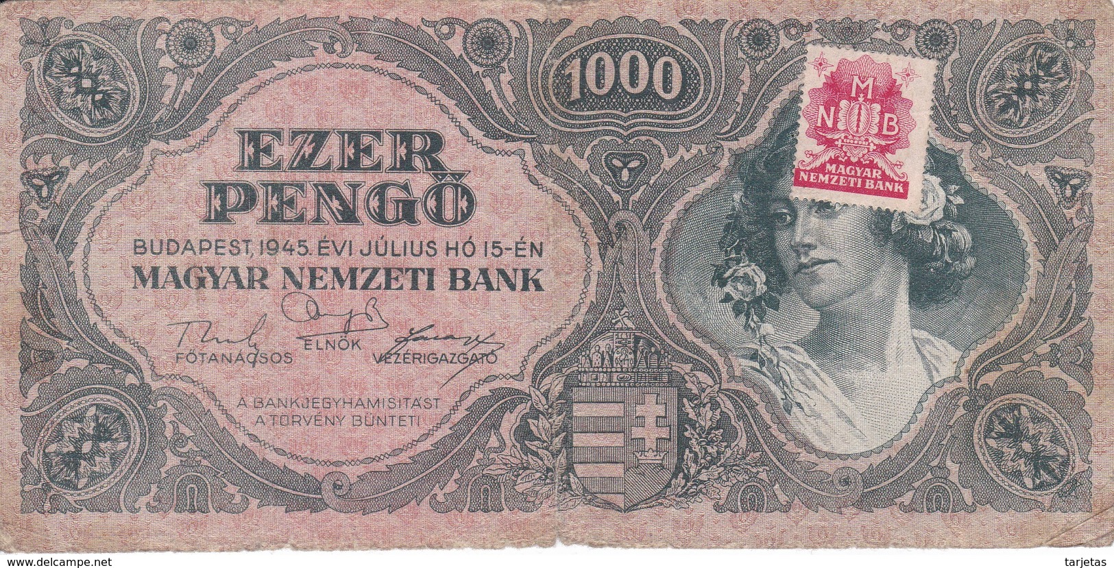 BILLETE DE HUNGRIA DE 1000 PENGO DEL AÑO 1945 (BANKNOTE) - Hungary