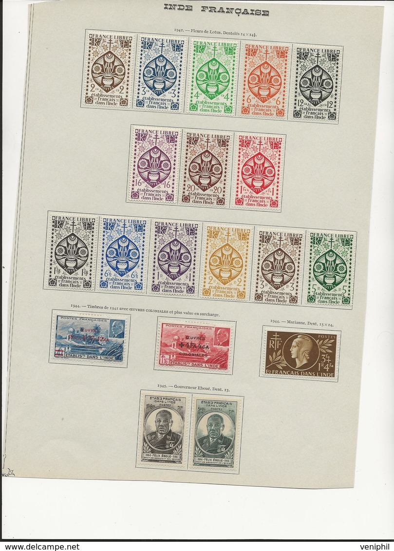 INDE FRANCAISE - N° 217 A 230 + N° 231 A 233 + N° 234 A 235 - NEUF X -ANNEE1942-44 - COTE : 18,70 € - Unused Stamps