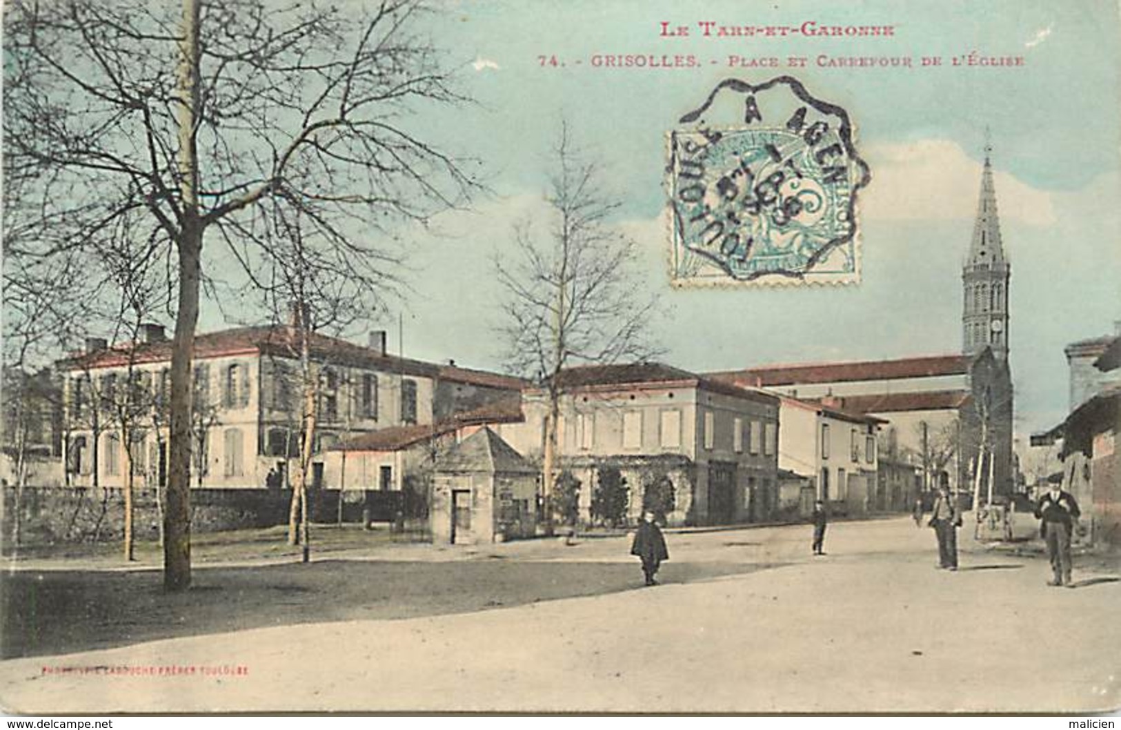 - Dpts Div.-ref-AD91- Tarn Et Garonne - Grisolles - Place Et Carefour De L Eglise - Carte Colorisee Bon Etat - - Grisolles