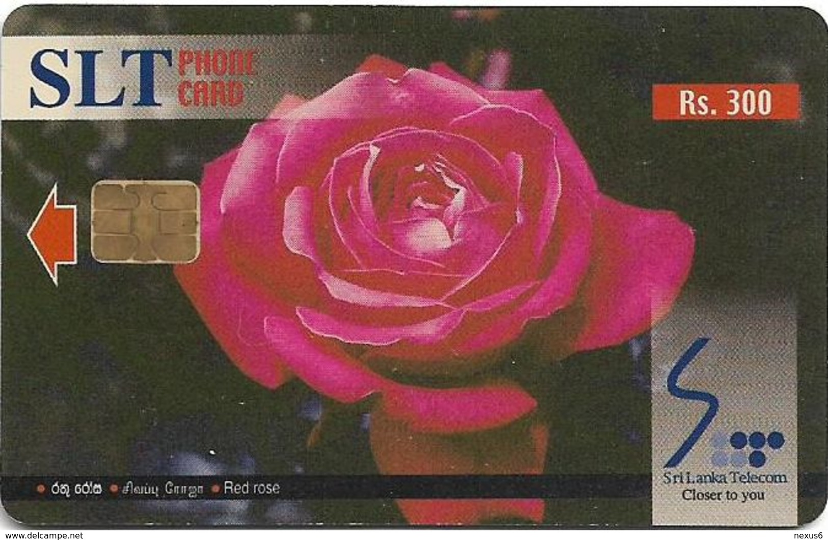 Sri Lanka - SLT - Red Rose Flower - 300₨, No Serial - Sri Lanka (Ceylon)