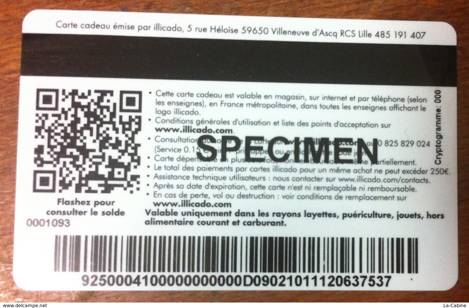 CARTE CADEAU ILLICADO 80€ OURS BEAR SPÉCIMEN NO PHONECARD PAS TÉLÉCARTE GIFT CARD - Cartes Cadeaux